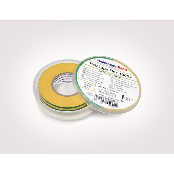 HellermannTyton Premium PVC-Isolierband 19mmx20m, grün-gelb FLEX1000+19x20 GNYE